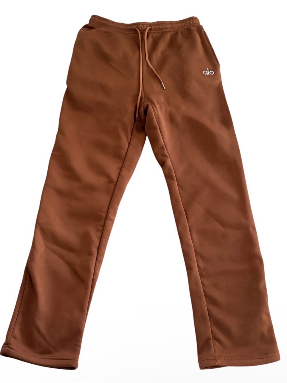 Alo Women’s Brown 2-Piece Sweatsuit Set L Crewneck Drawstring Elastic - Picture 2 of 9